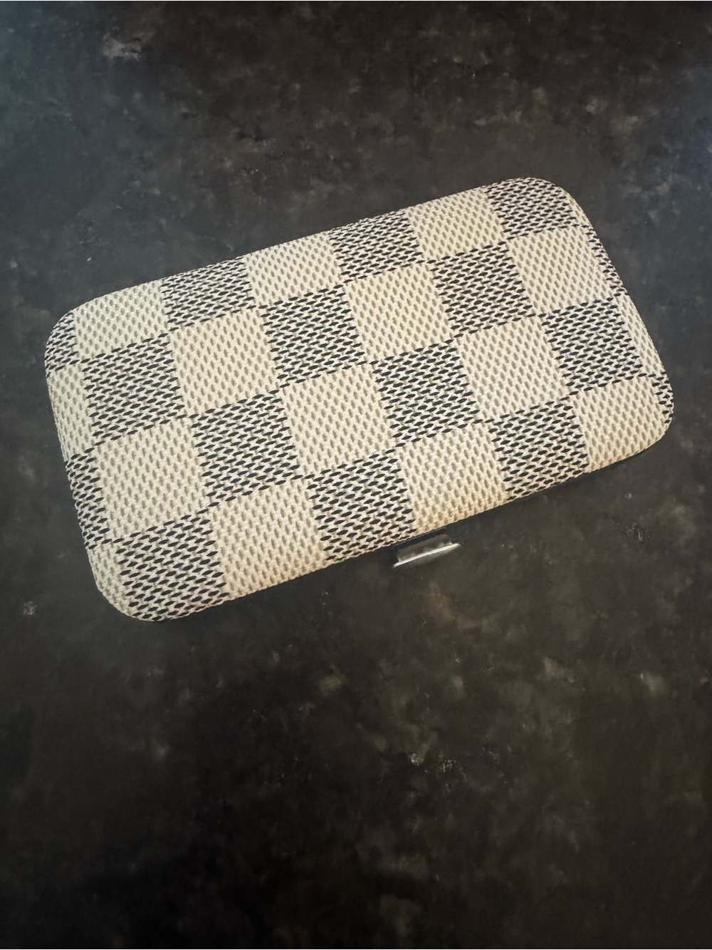 Source Unknown Beige and Black Checkered Women Skincare Tool Case